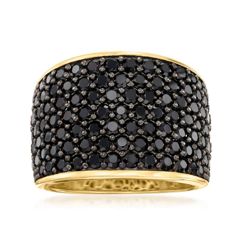 Vintage Inlaid Black CZ Women's Ring Creativity Gold Color Geometry Daily Wear Party Jewelry Anniversary Gift