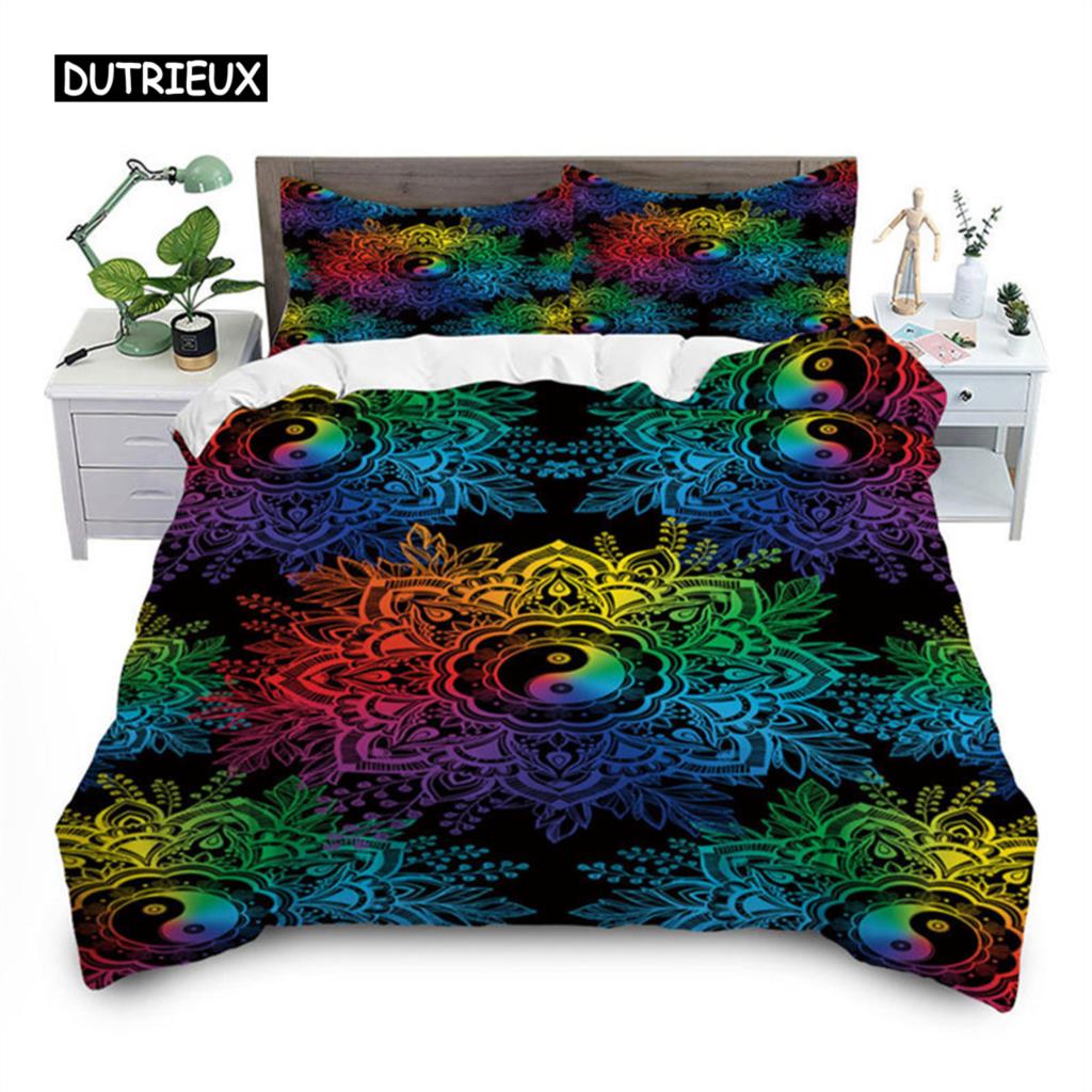Peace Symbol Duvet Cover Gorgeous  Camper Van Peace Sign Bedding Set Microfiber Mandala Comforter Cover King Size Bedroom Decor