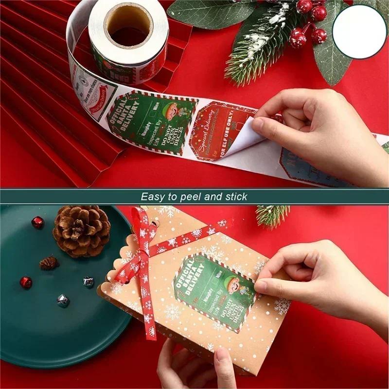 1roll Merry Christmas Gift Tags Santa Claus Labels Stickers Holiday Gifts From Cards Accessories Home Party Decor Supplies