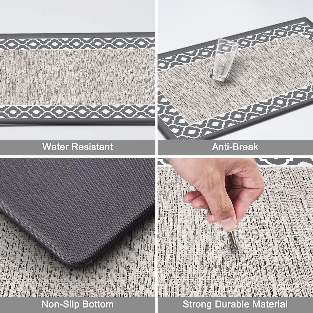 Tapis de sol de cuisine en PVC épais anti-fatigue, double cadre, imperméable, résistant à l'huile et antidérapant, cuir