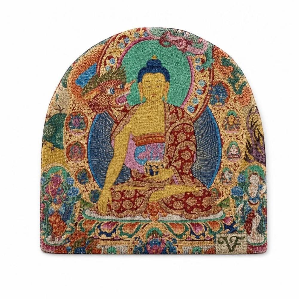 Warm Knit Brimless Skull Cap Elastic Graphic Knit Beanie Vintage Printed Beanie Hat  Outdoor Travel