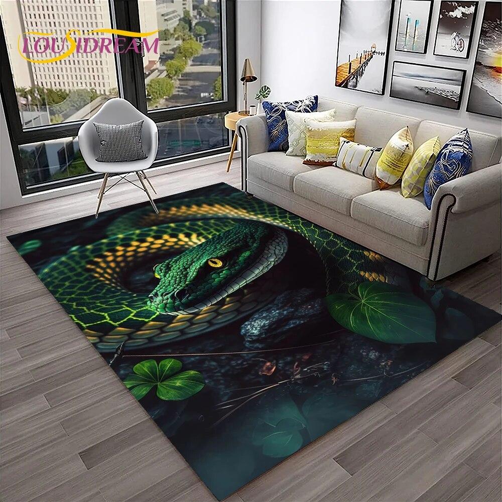 Gothic Serpent Viper 3D Python Snake Carpet Rug for Home Living Room Bedroom Sofa Doormat Decor,kids Area Rug Non-slip Floor Mat