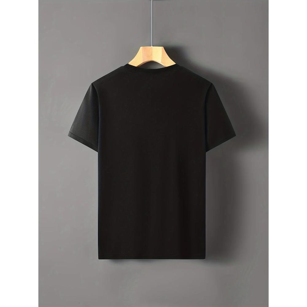 Herren T-Shirt mit Monddruck, Rundhalsausschnitt, Sommerbekleidung, Strickstoff für Erwachsene, Normale Passform