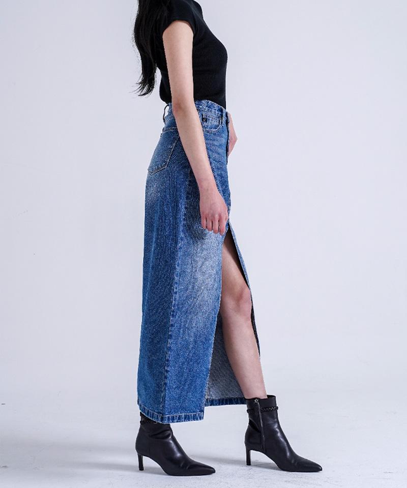 Cancan Denim Long Skirt Delphi