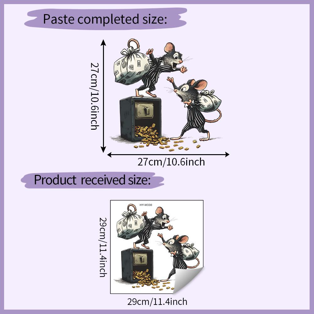 

Clever Thief Mouse Breaking into Safe Toilet Wall Sticker Self-Adhesive Removable Waterproof 3D Illusion for Bathroom Funny Home Decor Art 29x29CM разноцветный