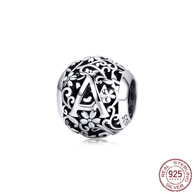 New 925 Sterling Silver Birthstone Heart Pendant Letter Series Bead Fit Original Fashion Charms Bracelet Women Jewelry Diy Gift