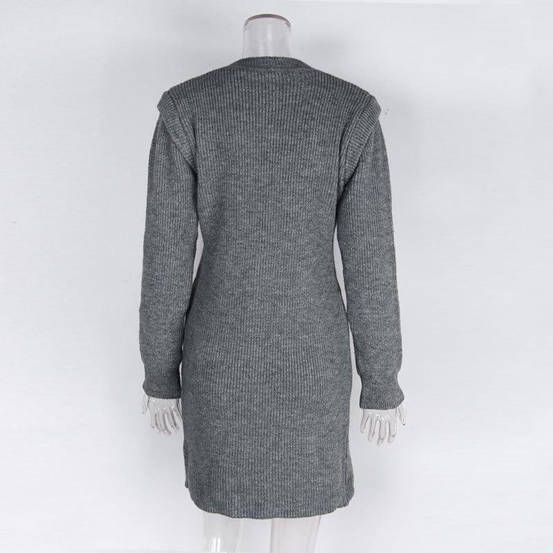 Autumn and Winter Long Sleeve Slim Fit Sexy Knitted Dress Women Fashion Round Neck Elegant Sweater Dress Woman High Waist Vintage Casual Dresses 25125