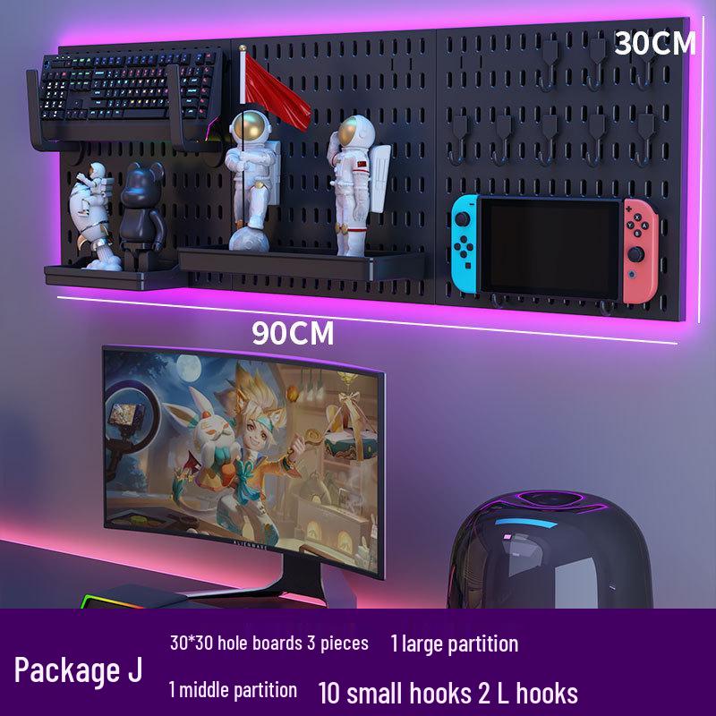 Punch-Free Perforated Board Rack: DIY E-Sports & Study Room Wall Decor for Game Equipment Display