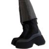 Elastic Chelsea Boots Women's Thick Bottom Heightening Slim Boot Black Short Sock Boot Zipper Back Female Round Toe Shoes
