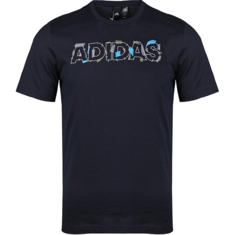 Adidas Mh Lineage T-Shirt Soft Comfortable Versatile Crew Neck Short Sleeve Men T-Shirts Blue DV3094