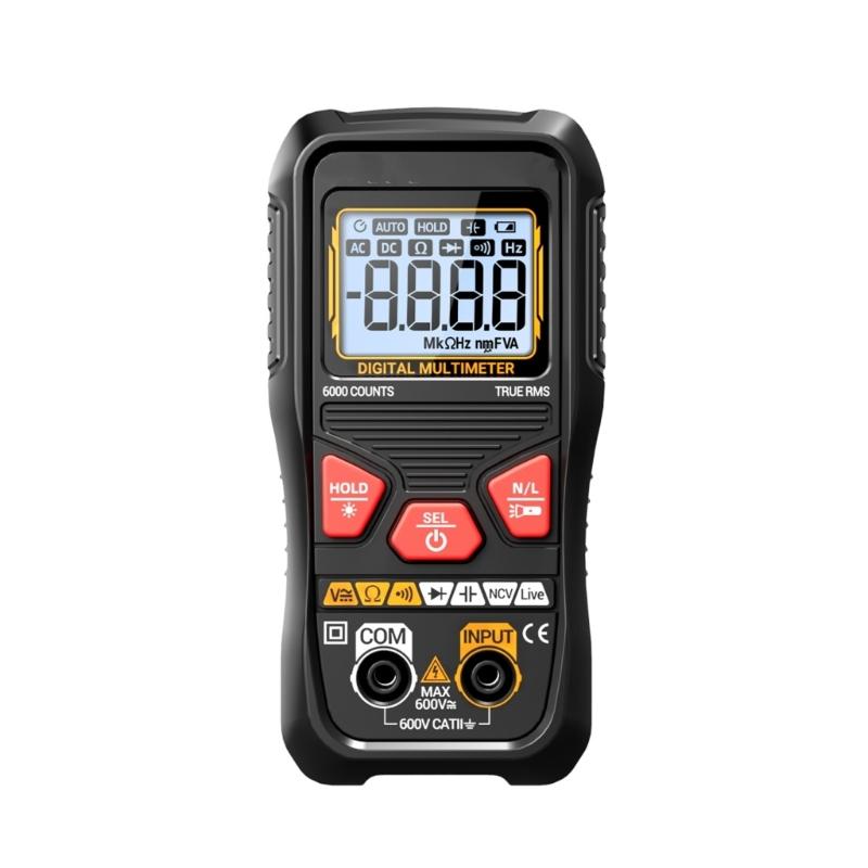 Auto Ranging Digital Multimeter with Live Wire Detection Backlit Screen Ergonomic Design Electric Measurement Device