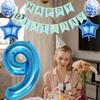 Balloons,12pcs 9th Birthday Party Balloon Decorations Happy Birthday Banner Number 9 Balloon Star Foil Balloon Helium Blue Confetti Balloon Perfect