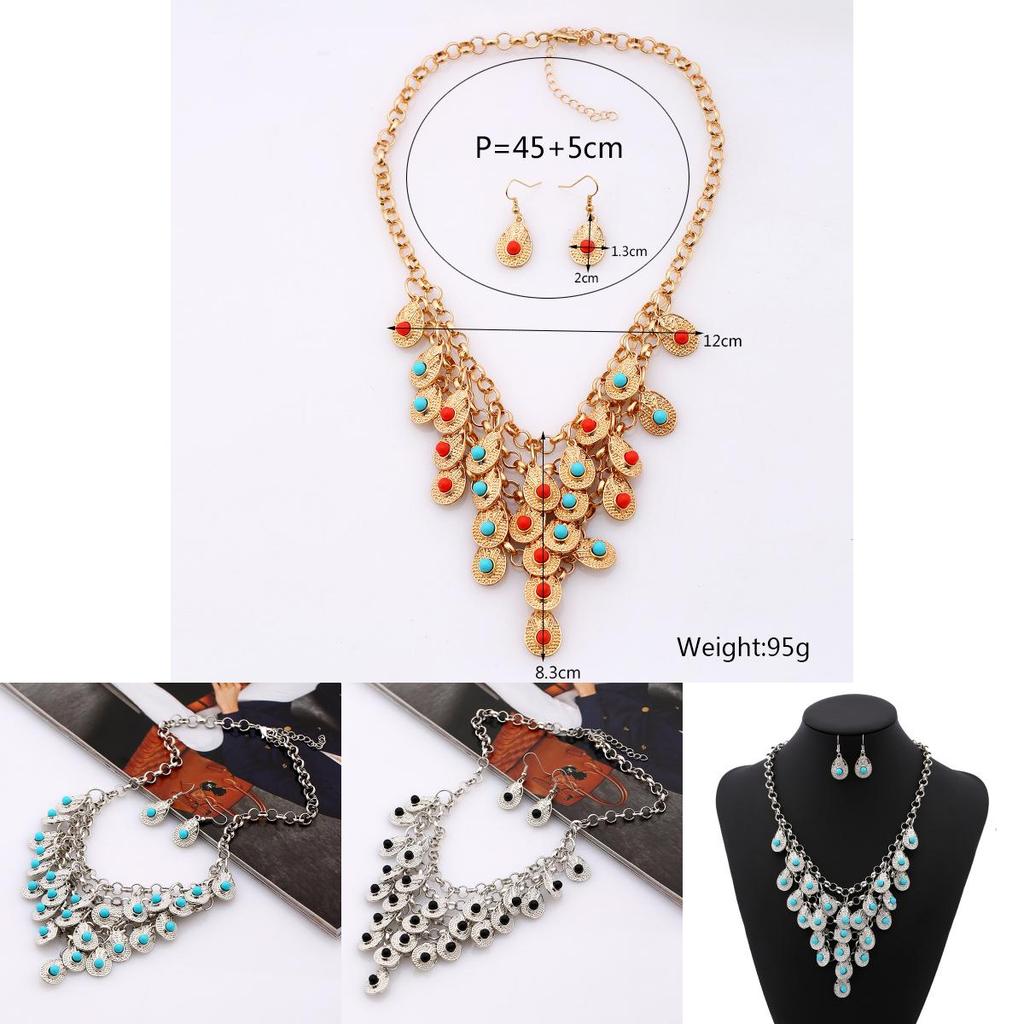 Ethnic Style Multi Layer Design Simulation Gemstone Decoration Women Necklace For Daily Use