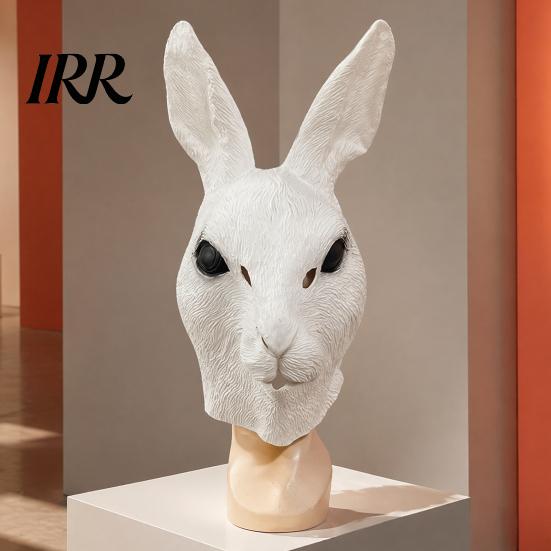 Maschera Leggera per Performance di Festa Testa di Coniglio Adulti, Cappuccio Realistico in Lattice di Coniglio, Visione Illimitata Costume Animale di Halloween Carnevale Cosplay