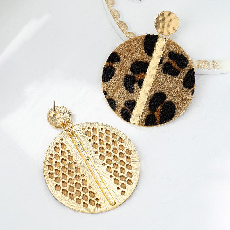 Módní náušnice s geometrickým vzorem a leopardím vzorem pro ženy