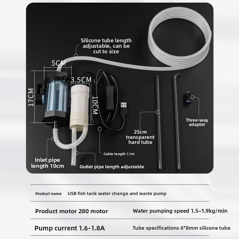 USB Powered Vacuum Gravel Cleaner Low Noise Fish Tank Cleaning Dirt Waste Remover For Aquarium