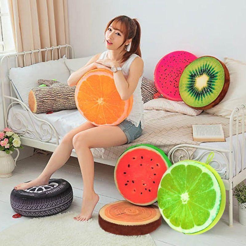 Fruit Slice Cushion With Vibrant Print And Fluffy Plush Material For Living Room And Bedroom Relaxation