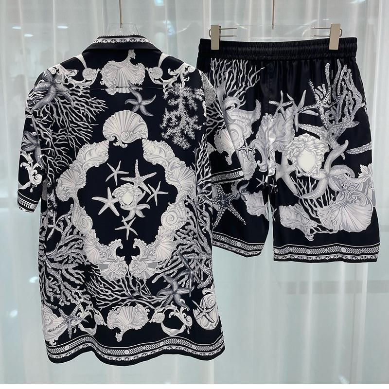 2024 Summer European & American Trend: Men's Casual Digital Print Shirt & Shorts Set