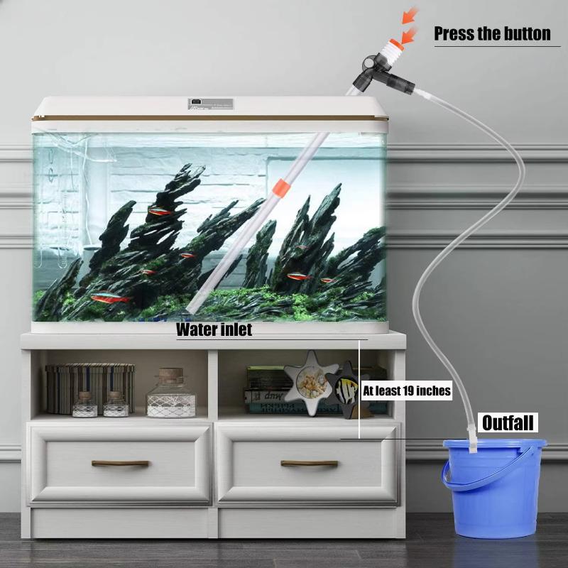 Press-Type Siphon Pump Fish Tank Water Changer Kit Adjustable Water Flow Sand Cleaner Aquarium Gravel Cleaner With Glass Scraper