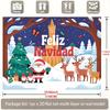 2D flat Spanish Happy New Year and Merry Christmas banner, wall decoration for home, party, photo background