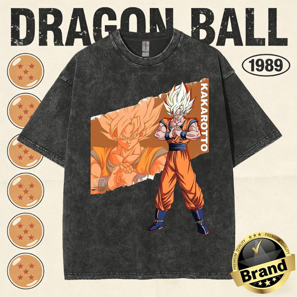 Summer Dragon Ball Family Matching Vintage Tee Men Washed High Quality Nostalgic Print Heavyweight Retro Tops