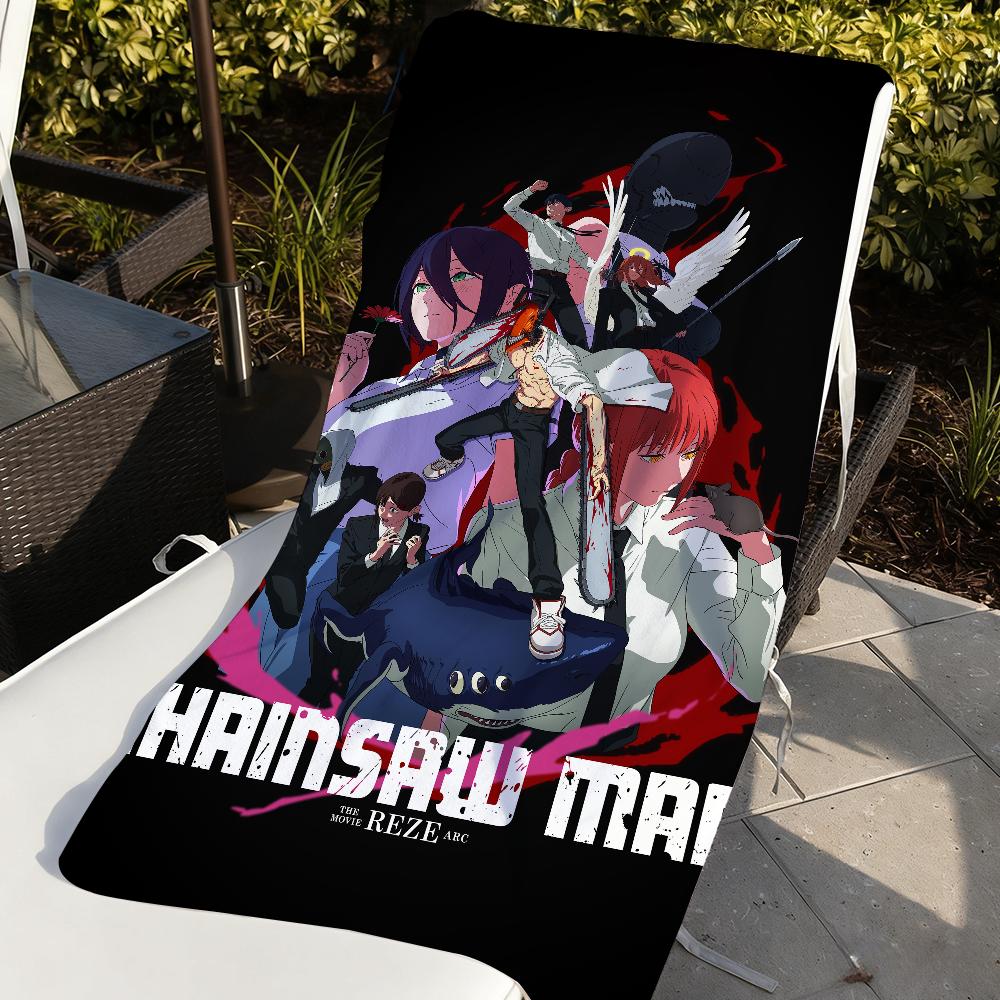 C-Chainsaw Man Anime Movie Reze Arc Towel Sports Quick Dry Travel Camping Gear Sandproof Soft Light Large Beach Towel