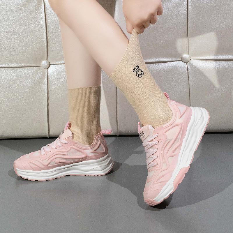 

Жіночі літні кросівки-татусі 2025 року, нові модні дихаючі сітчасті кросівки на товстій підошві-мафіні, повсякденні спортивні білі кросівки 40 рожевий