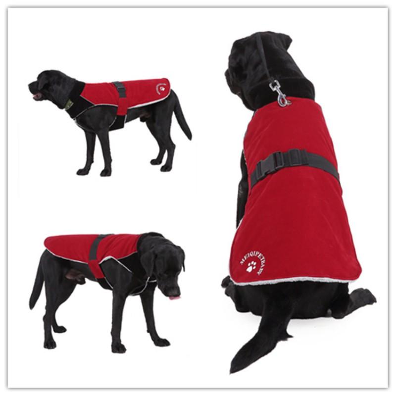 Large Dog Winter Coat With Reflective Trim Cotton Hooded Jacket Breeds Outdoor Wear