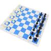 Chess Set Adults Kids Plastic Pieces Portable Folding Roll Up Travel Board Game PU Leather Blue White Grid Chessboard