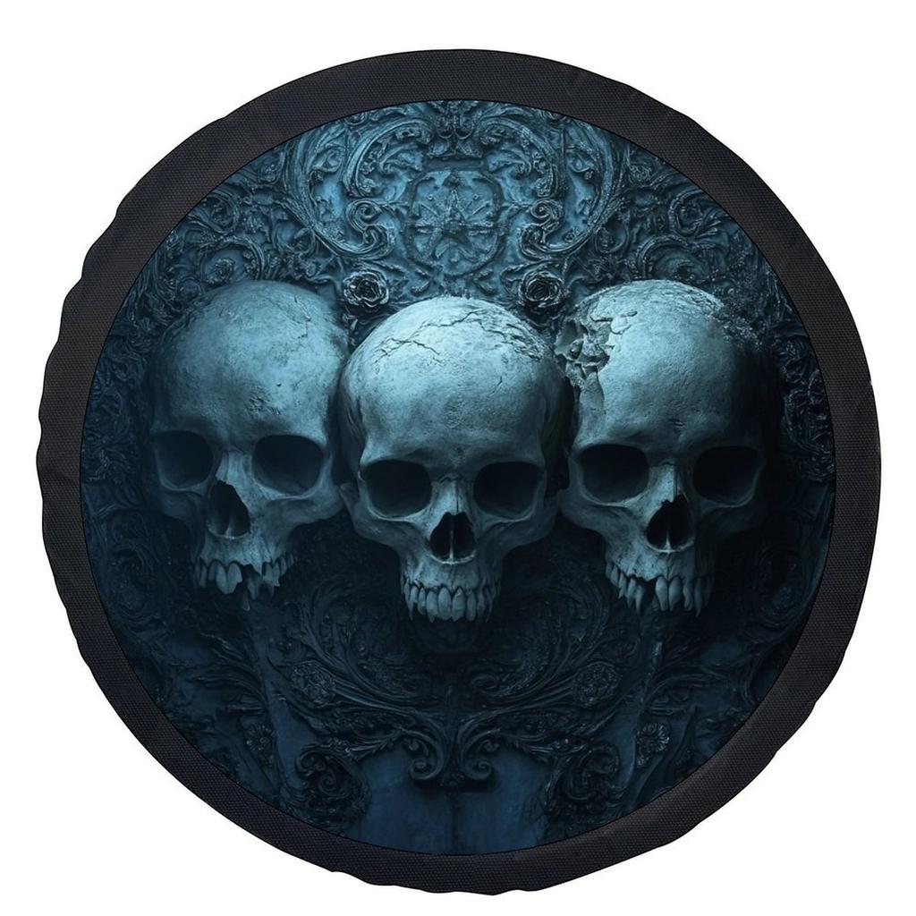 Three Skulls Themed Tire Cover Wheel Cover, Trendy Universal Wheel Cover Tire Cover Wheel Protection Cover, Suitable For Most Ca