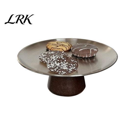 Stylish Dessert Dish Stainless Steel Fruit Plate for Kitchen Counter, Modern Pedestal Serving Elegant Tray, Multi-use Platter Dining Table Home Decor