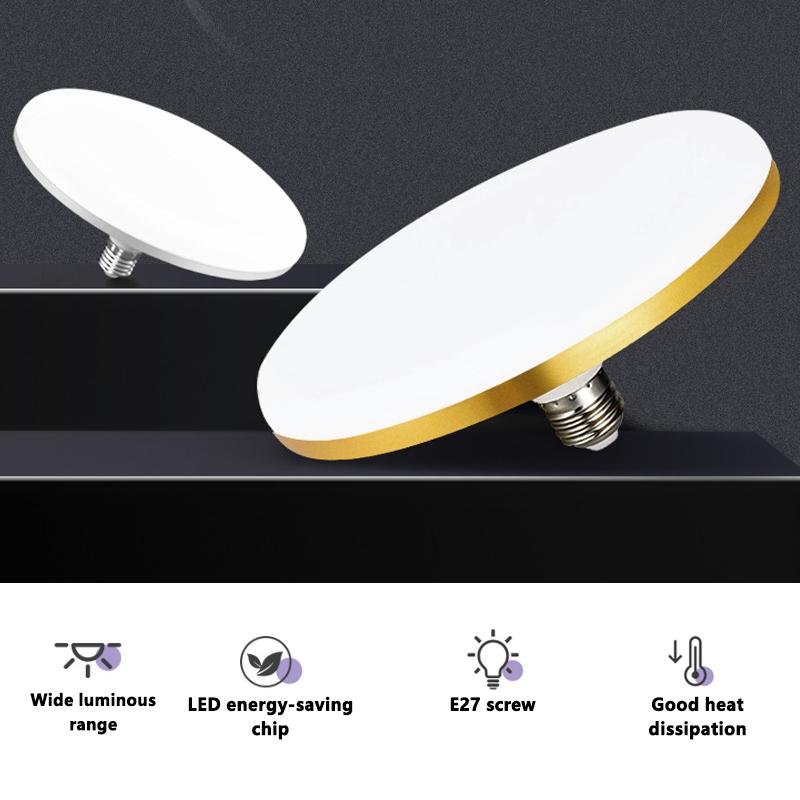 LED Bulb AC 220v E27 Base Household Energy Saving Lamp 30W Indoor Lighting Flying Saucer Light 6500k Ceiling Lamp Garage Light
