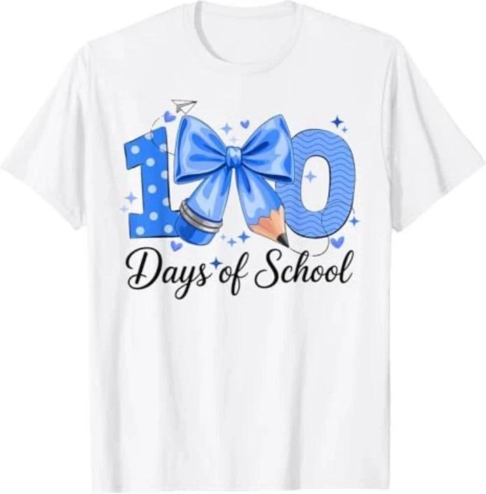 100 Days Of School Coquette Bow 100th Day Of School Boys TShirt S