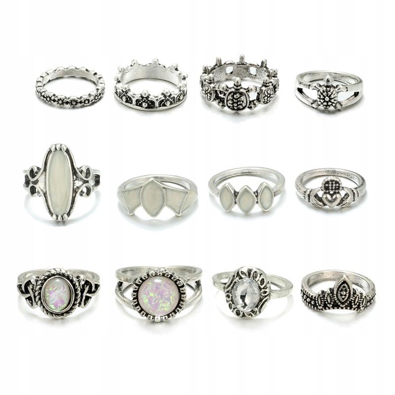 Silver Retro Punk Boho Ring Set 73