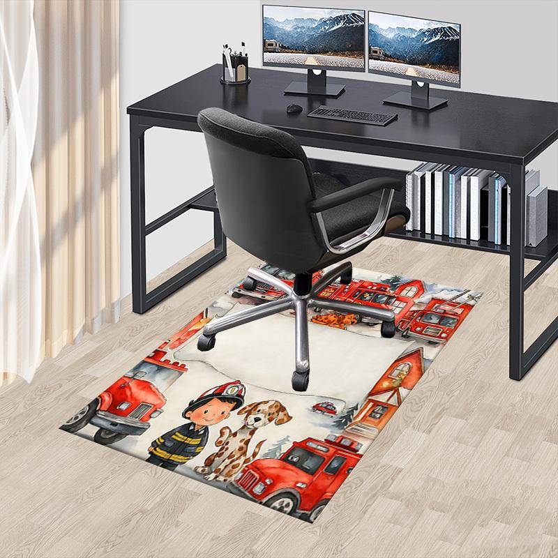 1PC Firefighter Dog Non-Slip Floor Carpet Compatible for Office&Living Room&Bedroom&Dining Room -  Soft & Pattern, Vibrant Colors-H0373