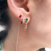 Colorful Tear Drop Cz Tassel Chain Earring Elegance Romantic Girlfriend Gift Fashion Jewelry