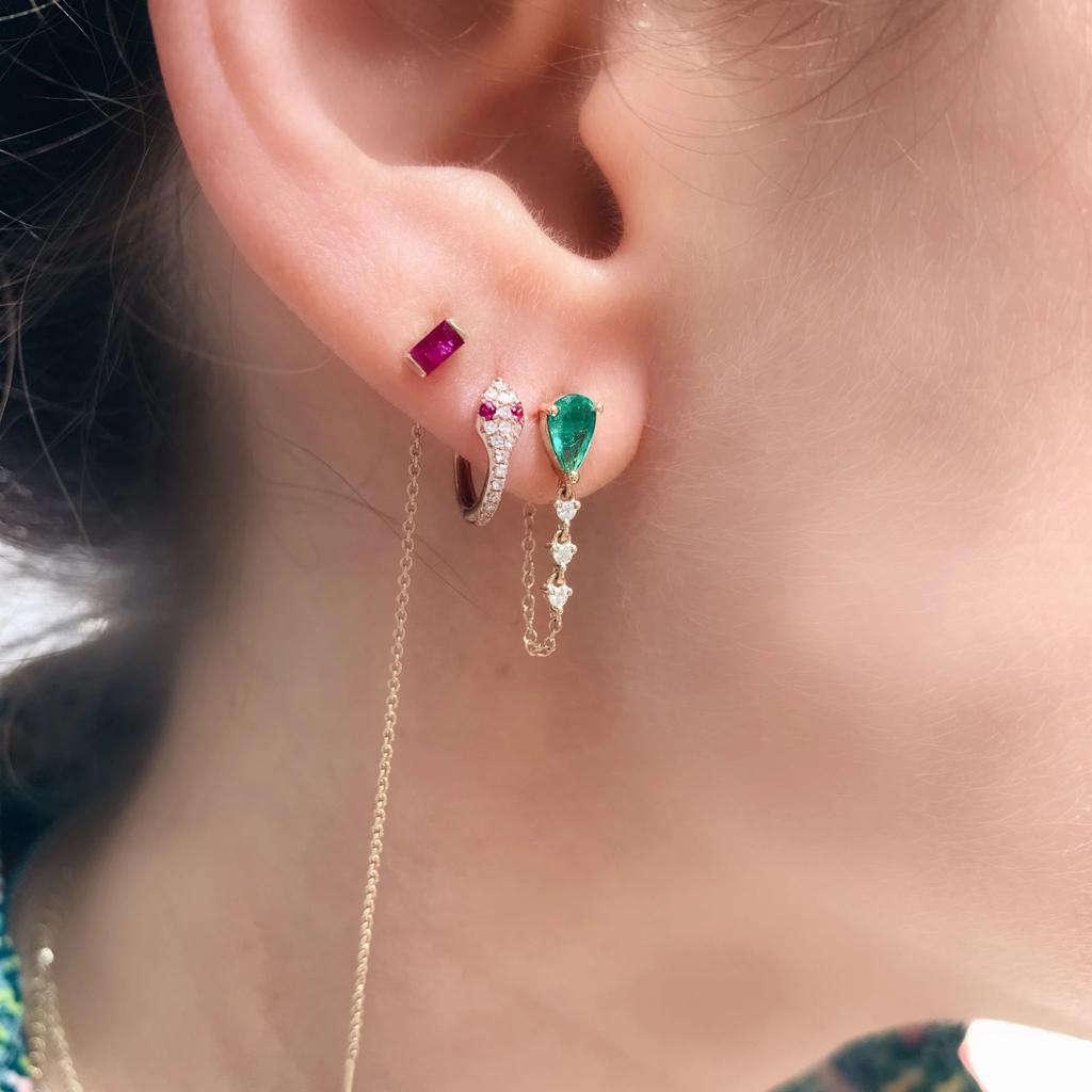 Colorful Tear Drop Cz Tassel Chain Earring Elegance Romantic Girlfriend Gift Fashion Jewelry