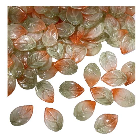 50Pcs Glass Camellia Tea Pendant 26 x 18mm Leaf Size DIY Jewelry Making Beads Set for Necklaces Bracelets Earrings