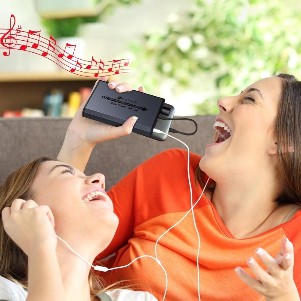Bas Yükseltmeli 3.5mm Kulaklık Amfisi Taşınabilir HiFi Kulaklık Amplifikatörü, 16-300 Ohm, Telefonlar, iPad için Mat Alüminyum Yüzey
