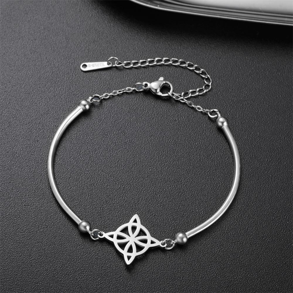 

Witch Knot Protection Bracelet Adjustable Hand Chain Stainless Steel Wiccan Protection Bangle Religious Jewelry Witchcraft Gift Steel Color