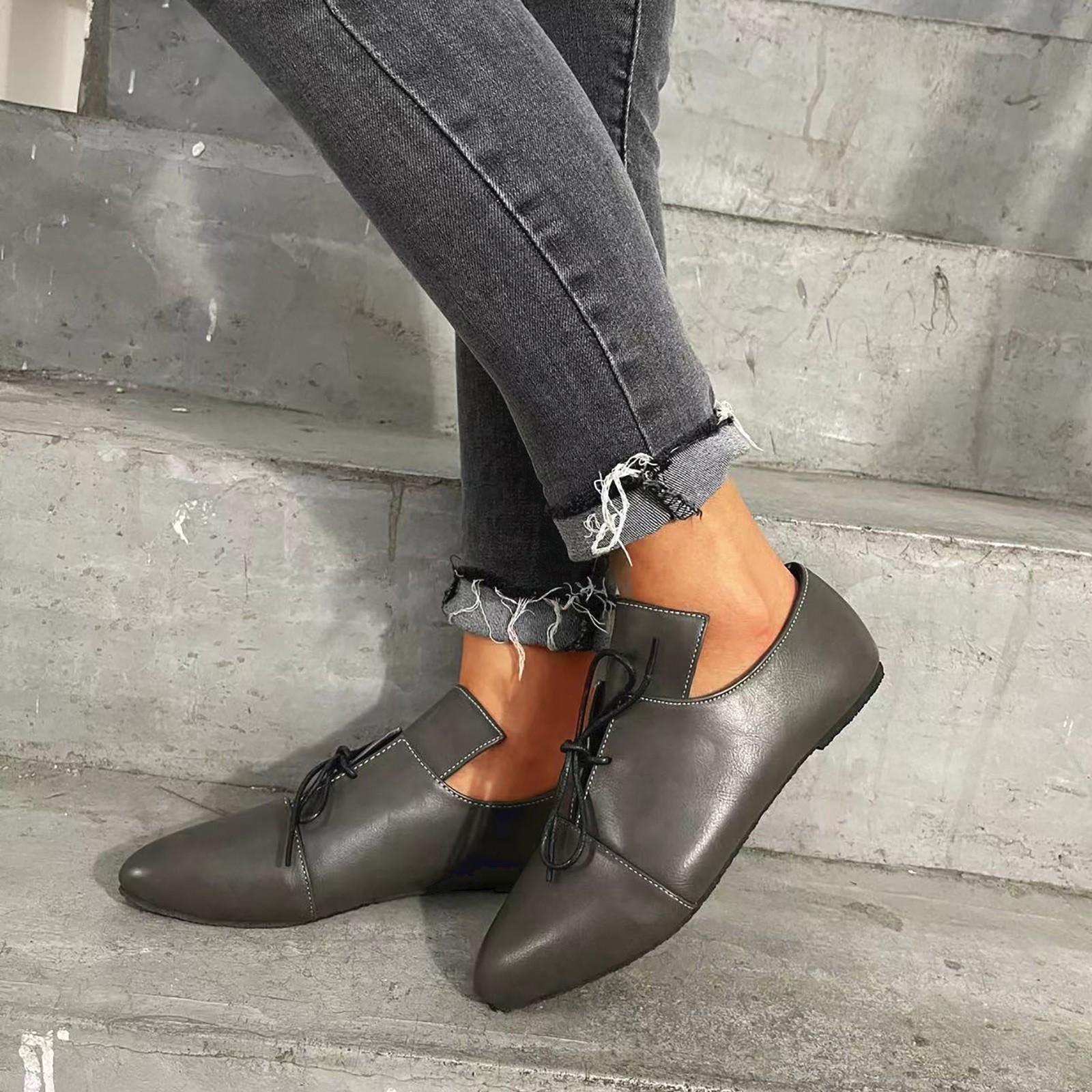 

Sagit: женские модные повседневные однотонные кожаные туфли без шнуровки с острым носком на квадратном каблуке 43 серый