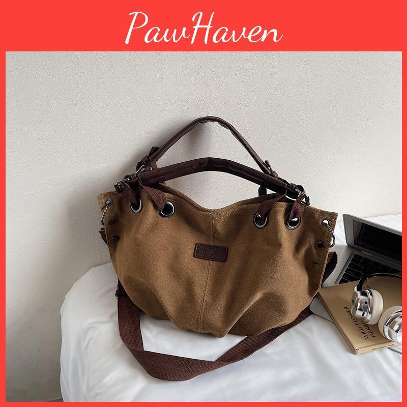 Womens Retro Tote Japanese Canvas Largecapacity Handbag For Lazy Commute Workwear Crossbody Shoulder Bag