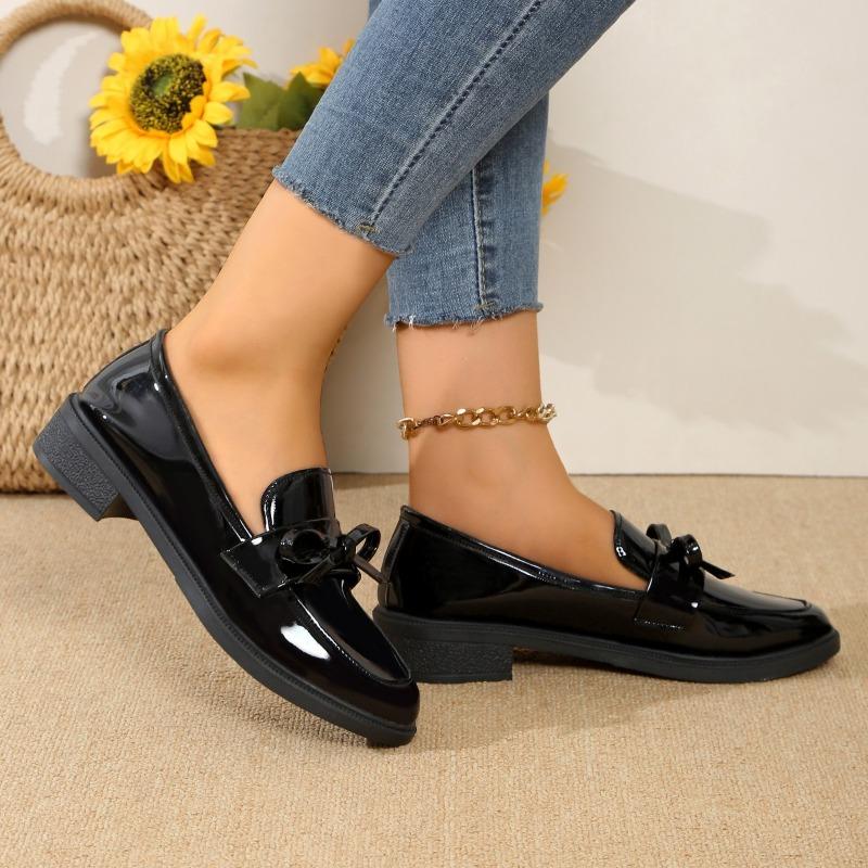 Plus Size Shoes Female Loafers Women's High Heels Outdoor Casual Pumps Women Bow Tie Round Toe Slip On Low Heel Shoes Women