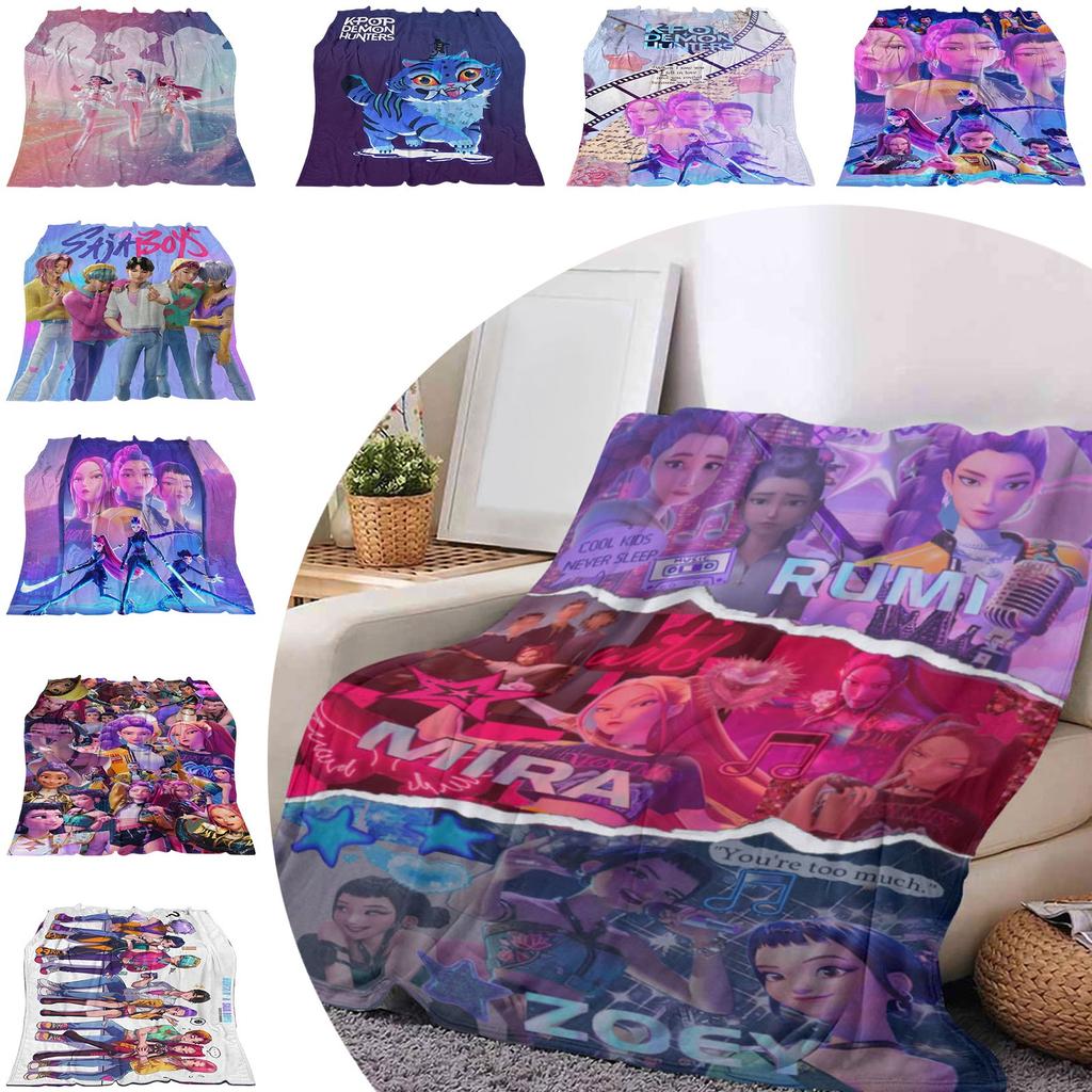 This Cozy Blanket Features A  And  Print Inspired By  Witcher Girls, Showcasing The Characters In Action.