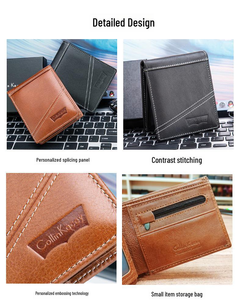 Men's Retro Genuine Leather Folding Wallet and Card Holder