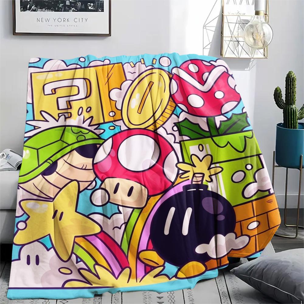 Super Mario Flannel Blanket Print Cozy Comfortable Warm for Home Indoor Picnic Bed Sofa Chair.-TING
