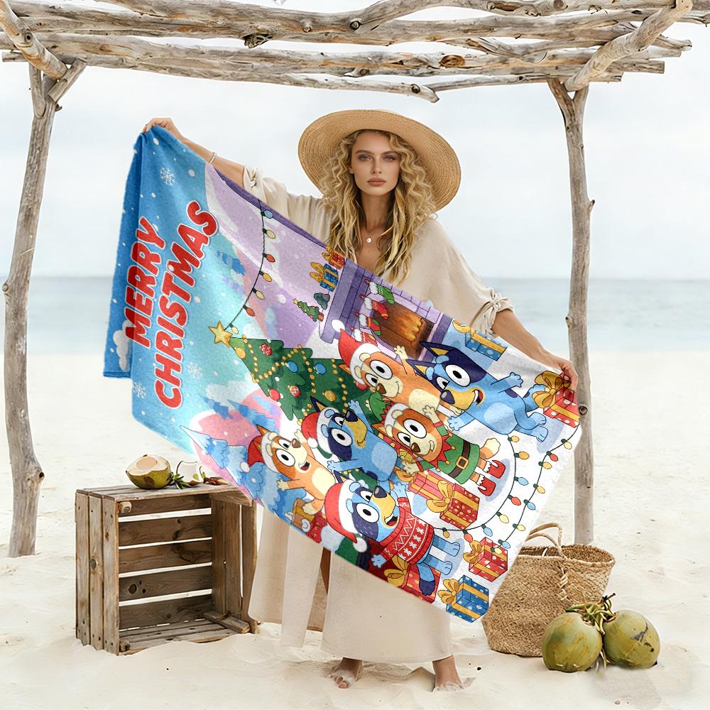 Bluey Friends Adventure Beach Towel High Absorbency & Quick-Dry Comfortable Lightweight
