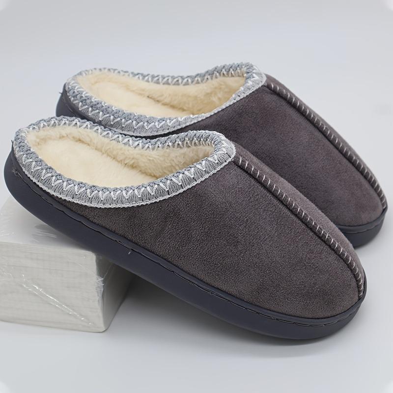 Women's Plush Winter Slippers Soft Fabric Slip-On Indoor House Shoes with EVA Sole