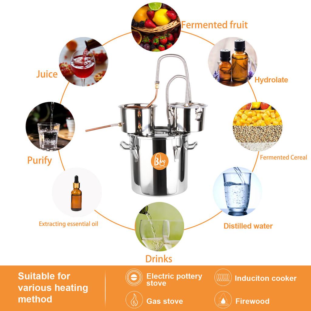 Household Large Capacity DIY Brewing Equipment Essential Oil Machine Stainless Steel Alcohol Distiller