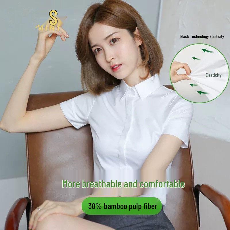Women s Professional Bamboo Fiber Short Sleeve Shirt 43